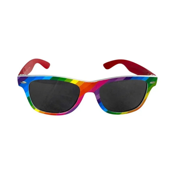 Skittles Candy Rainbow Striped Sunglasses LGBT Pride Party Shades Smoke Lens - Picture 3 of 7